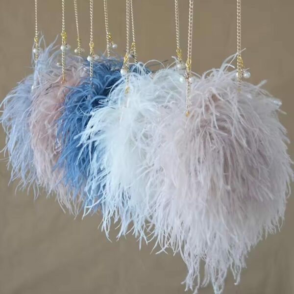 Ostrich Feather Fur Crossbody Purse