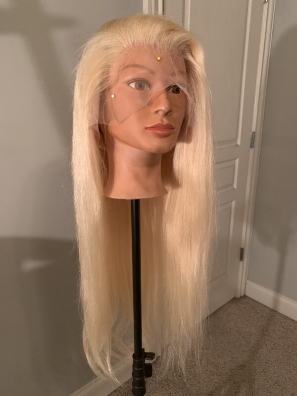 Straight Platinum Blonde Human Hair Lace Front Wig