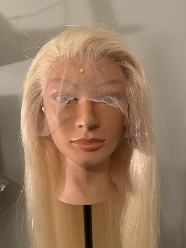 Straight Platinum Blonde Human Hair Lace Front Wig