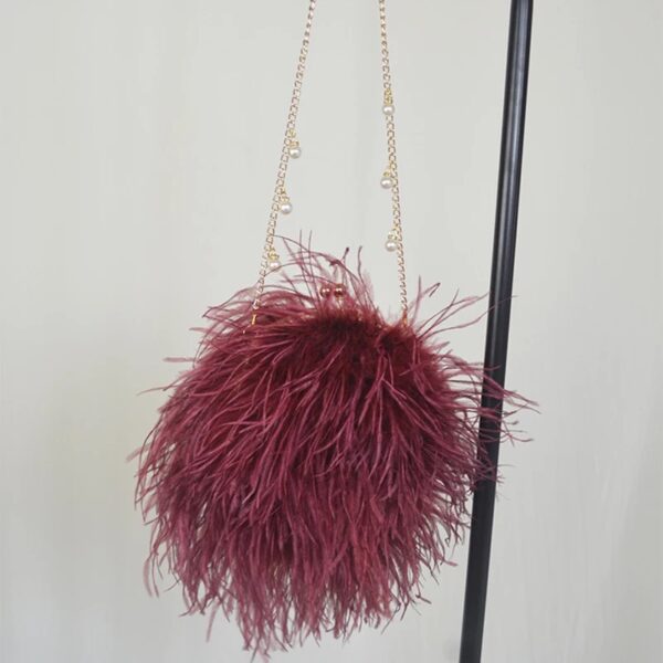 Ostrich Feather Fur Crossbody Purse