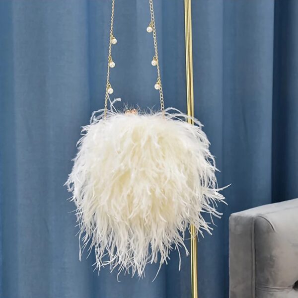 Ostrich Feather Fur Crossbody Purse