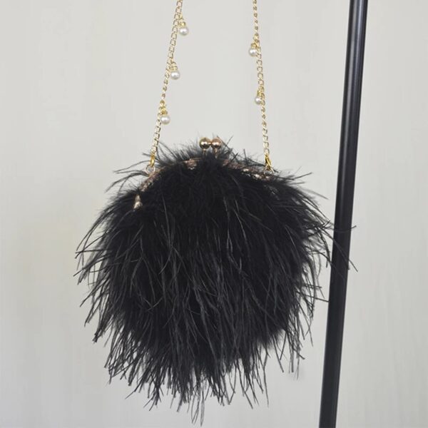 Ostrich Feather Fur Crossbody Purse