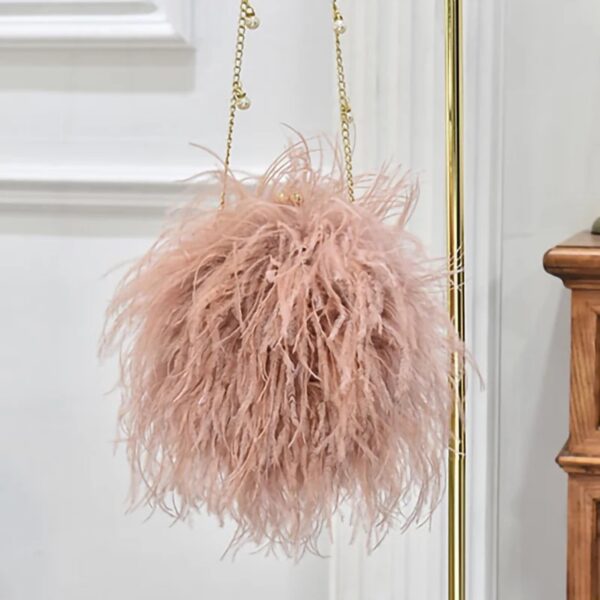 Ostrich Feather Fur Crossbody Purse