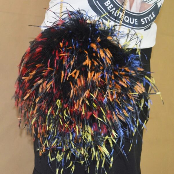Ostrich Feather Fur Crossbody Purse