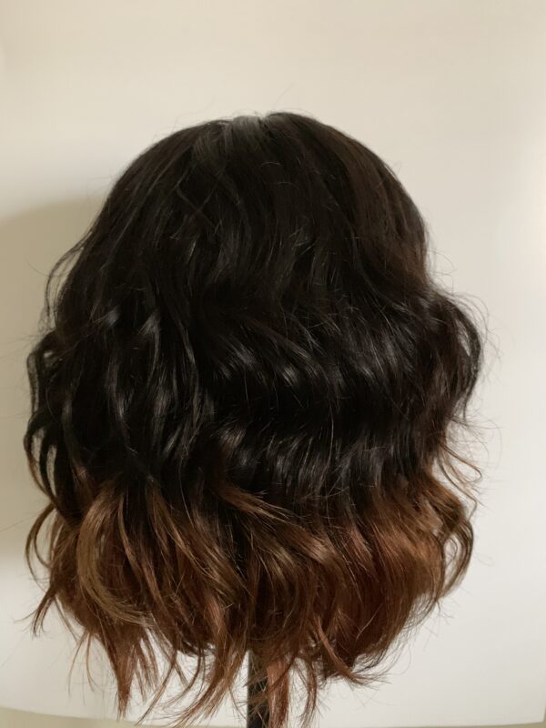 Black With Honey Blonde Money Piece Highlights and Ombré Bob Human Hair Lace Front Wig - Image 4