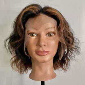 Black With Honey Blonde Money Piece Highlights and Ombré Bob Human Hair Lace Front Wig