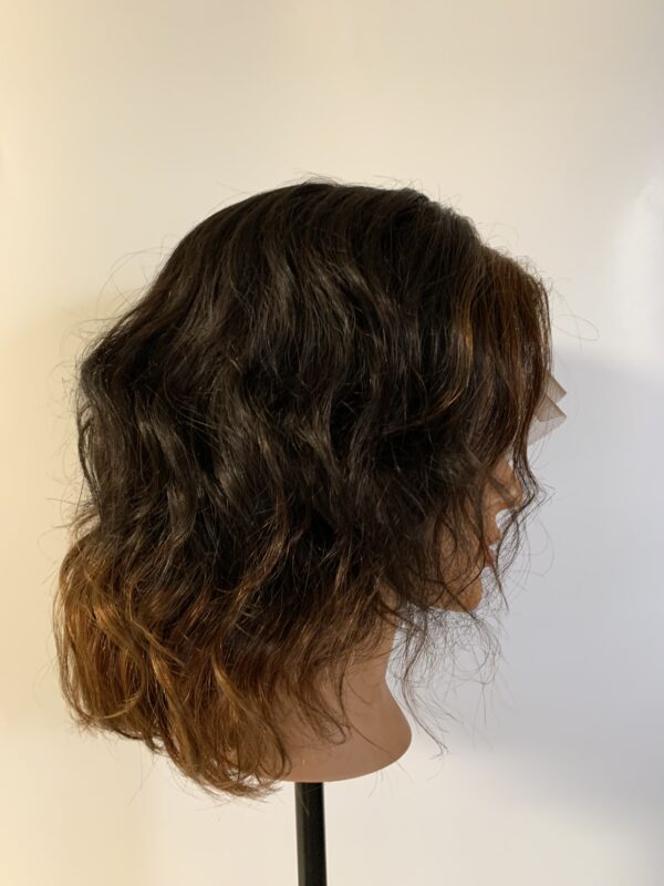 Black With Honey Blonde Money Piece Highlights and Ombré Bob Human Hair Lace Front Wig - Image 2