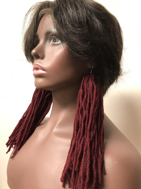 Burgundy Yarn Tassel/Fringe Earrings