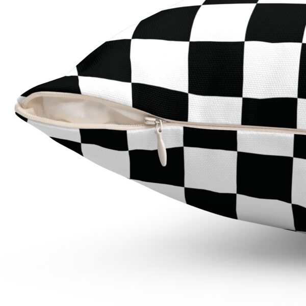 Black And White Checkered Square Decorative Accent Pillow - Image 6