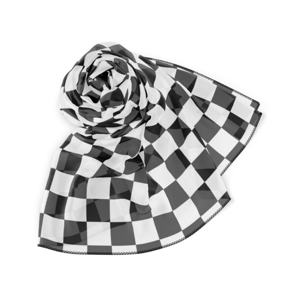 Black And White Checker Print Scarf - Image 2