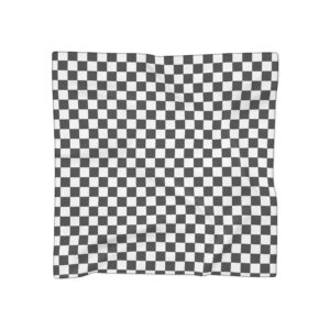 Black And White Checker Print Scarf